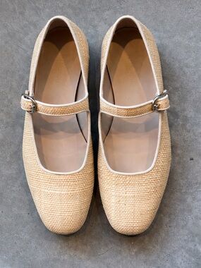 Le Monde Bértl raffia Mary Jane Flats - Beige